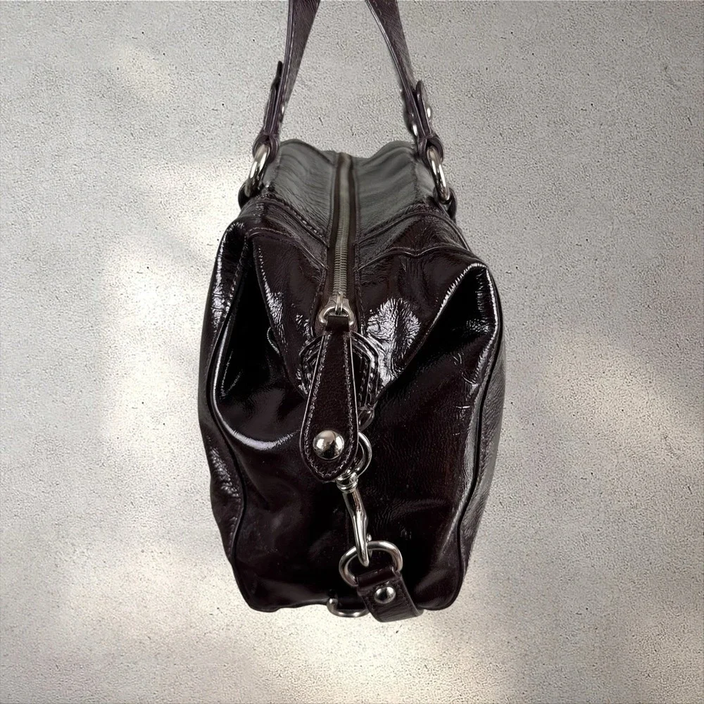 Coach Ashley Patent Satchel Purse Mahogany Brown F20460